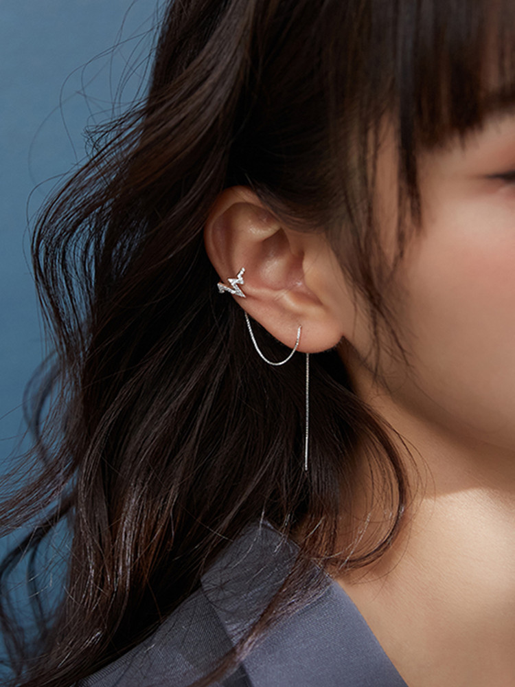 Ear Cuff No Piercing - Boucles d'oreilles à clip double chaîne