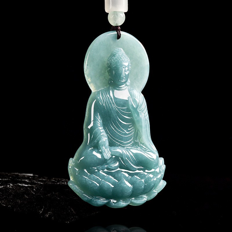 Jewelry & Watches Store - Collier pendentif Bouddha en jadéite birmane