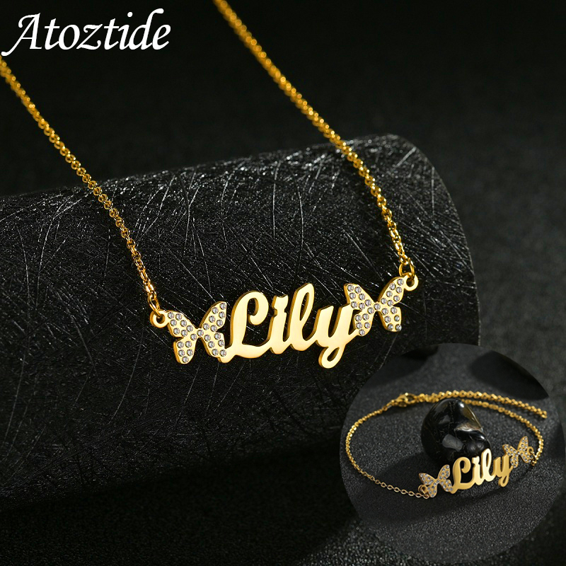 Engraved Name Necklace - Atoztide – ensemble de bijoux personnalisés,