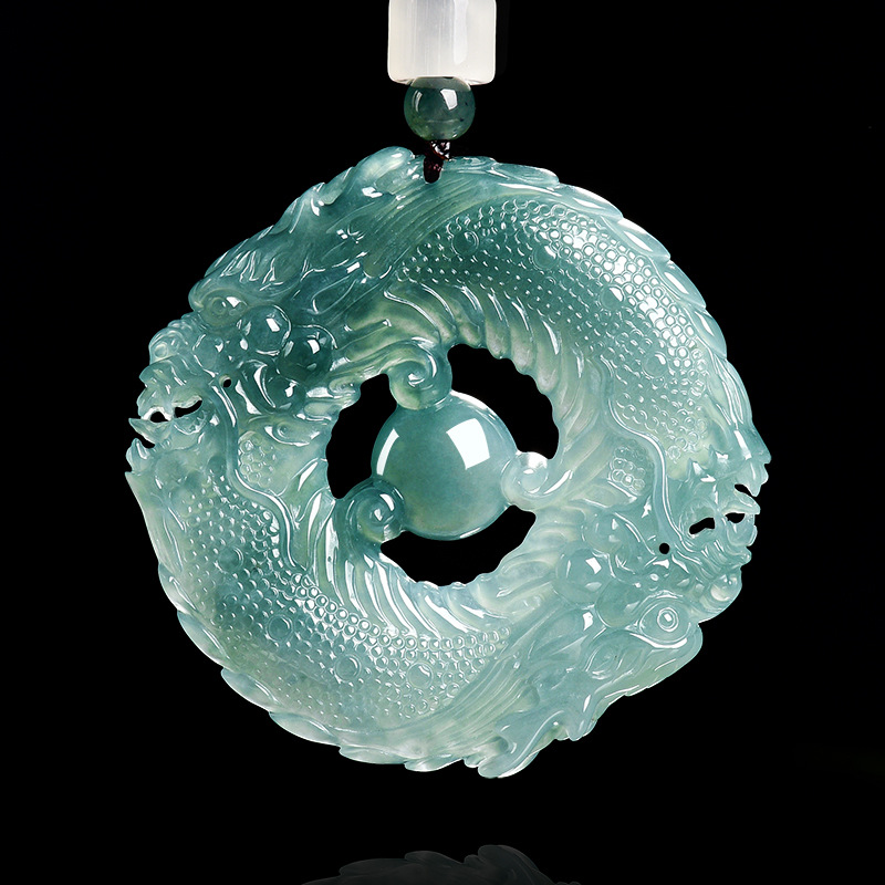 Jewelry & Watches Store - Collier pendentif en jade bleu émeraude
