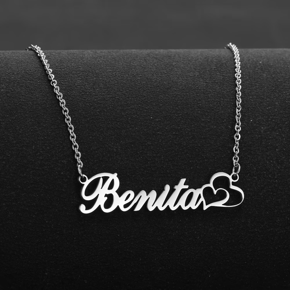 Engraved Name Necklace - Collier personnalisé à double cœur avec