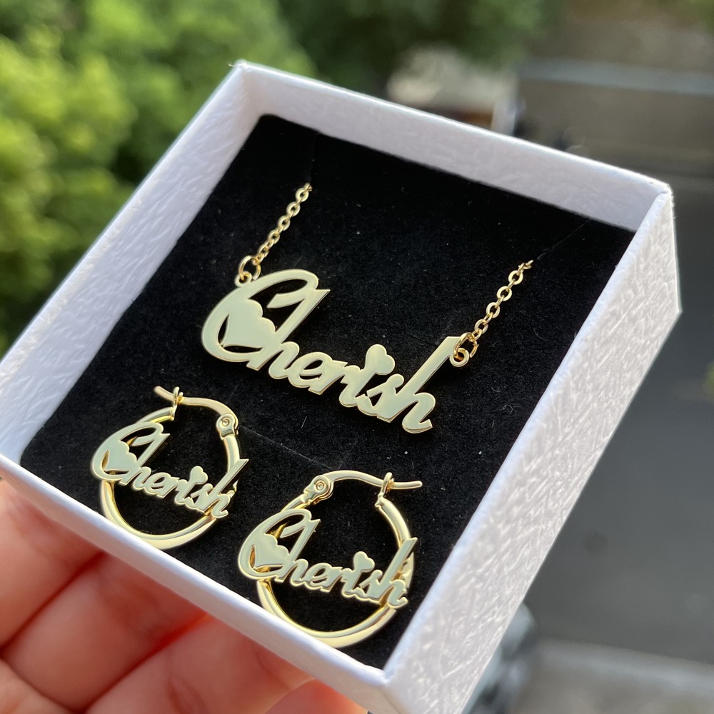 DUOYING-Ensemble de bijoux de  - Engraved Name Necklace avis et prix