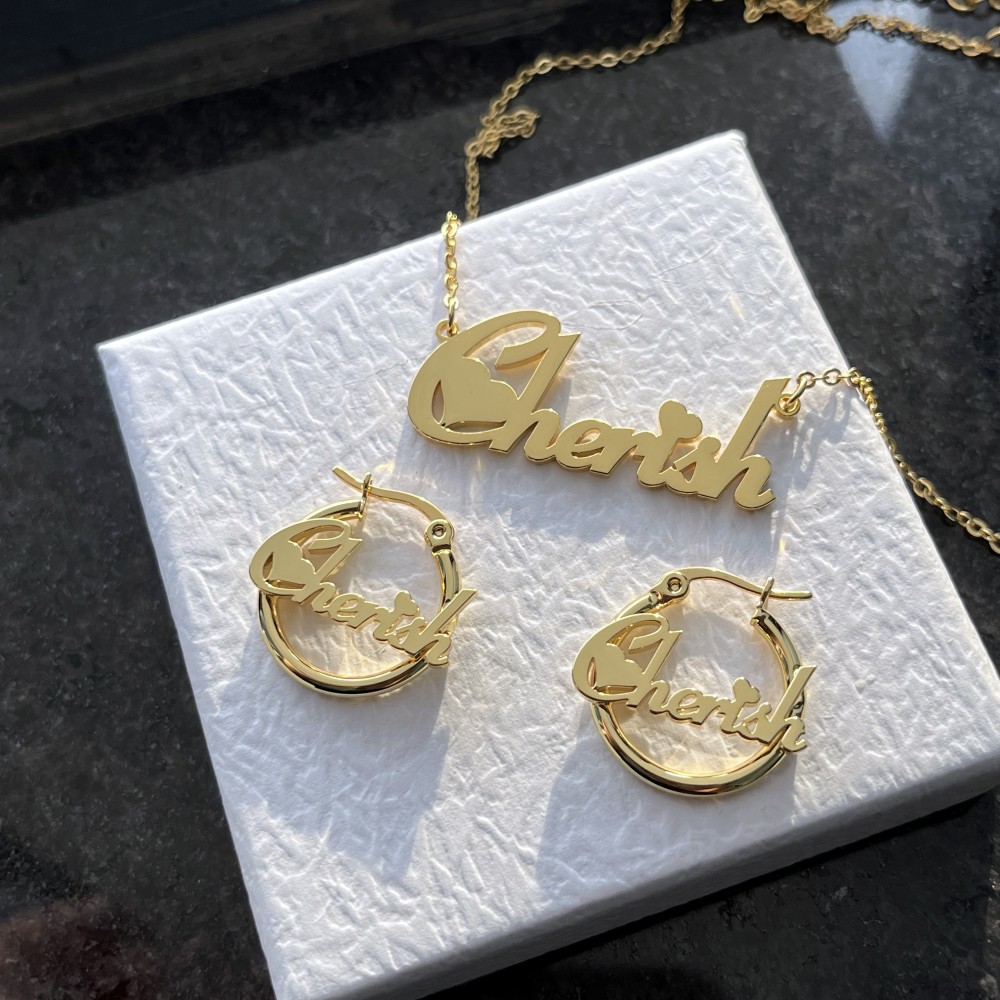 DUOYING-Ensemble de bijoux de  - Engraved Name Necklace avis et prix