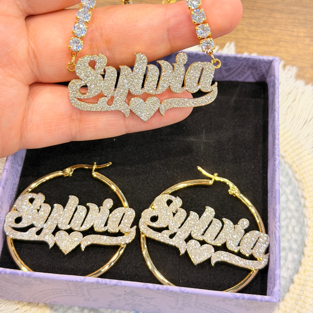 DUOYING Ensemble Collier et Bo - Engraved Name Necklace avis et prix