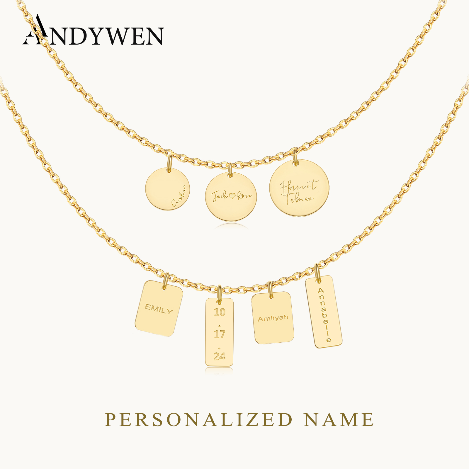 ANDYWEN 925 argent Sterling no - Engraved Name Necklace avis et prix