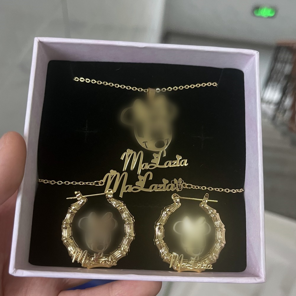 DUOYING – ensemble de bijoux a - Engraved Name Necklace avis et prix